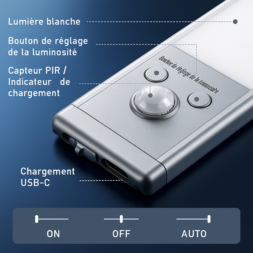 Lampe LED magnétique sans fil à détecteur de mouvement